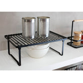 Prateleira Empilhável Organizador Armário Cozinha Metalla Aço Carbono Preto Yoi